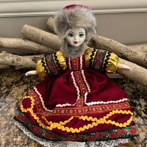 Traditional Russian Doll with Red and Gold Dress